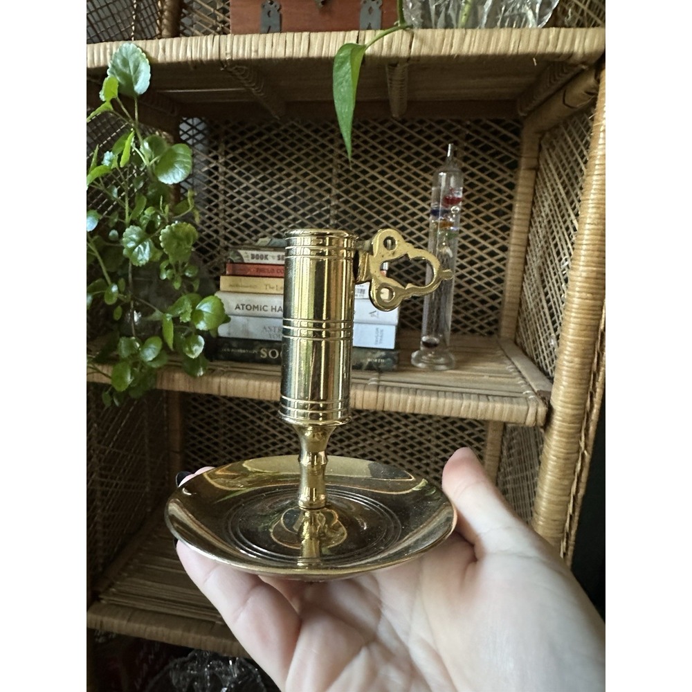 Vintage Brass Forged In Baldwin America Footed Candle Holder